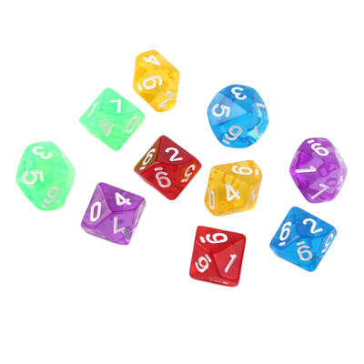 

10pcs / Set Игры Мульти Sides Dice D10 Gaming Кубики игры играть 5 Цвет