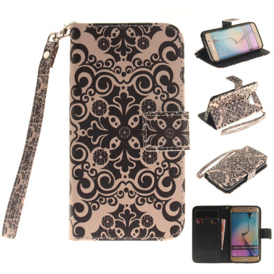 

Palace flower Design PU Leather Flip Cover Wallet Card Holder Case for SAMSUNG GALAXY S6 Edge