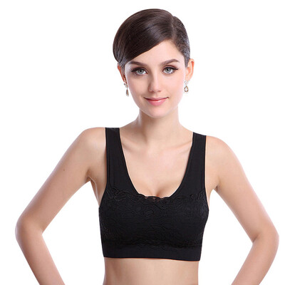 

Palang Duo bra no steel ring sports bra wild vest-style lace bra WX001 comfortable shock sports underwear black M 16590