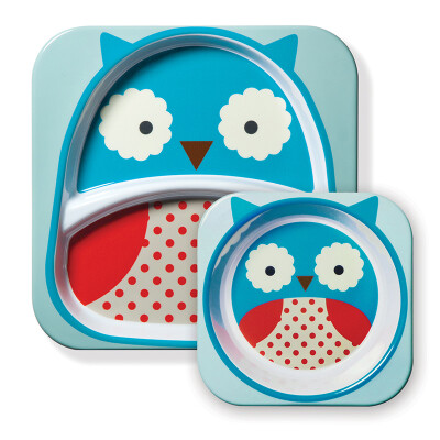 

SKIP HOP cute zoo imitation porcelain drop children baby bowls tableware combination - owl 6 months or more