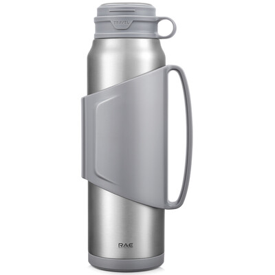 

(RAE) 1500ml double layer stainless steel vacuum insulated pot fashion home outdoor travel travel thickening large capacity coffee thermos bottle natural color R8050