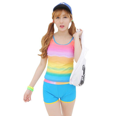 

Qiaohai QIHAI 5226-3 new women split angle swimsuit small chest gather was thin covered belly conservative hot spring split swimsuit L number blue