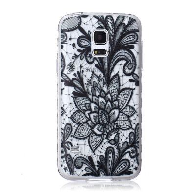 

Black Rose Pattern Мягкий тонкий ТПУ Резиновая крышка силиконовый гель чехол для SAMSUNG GALAXY S5 Mini