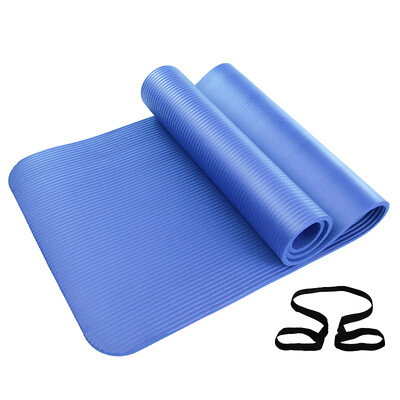 

Kai speed NBR environmental protection 185 80cm lengthened widening non-slip moisture fitness yoga mat 10MM blue EA07