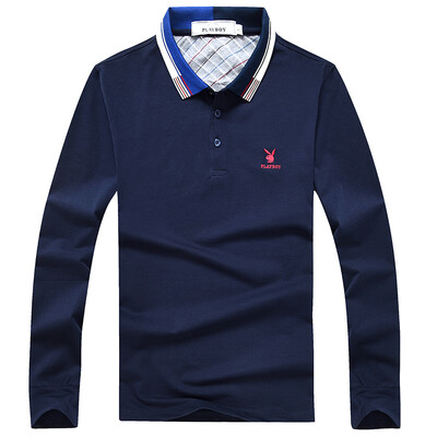 

PLAYBOY POLO Shirt Long Sleeve Business Turn Down Neck T Shirt