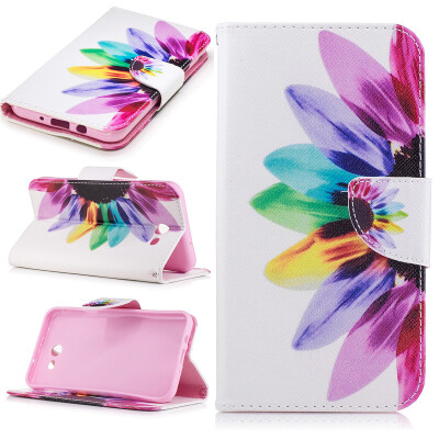 

Seven color flowers Design PU Leather Flip Cover Wallet Card Holder Case for SAMSUNG Galaxy J7 2017J727P