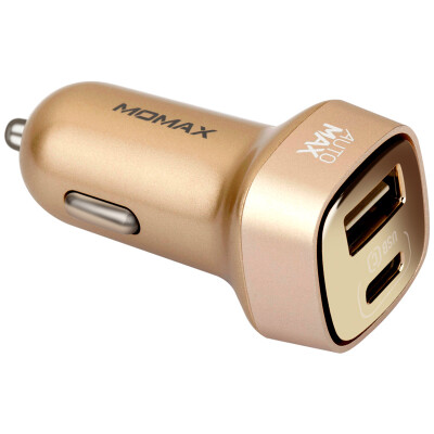 

MOMAX car charger car charger Type-c usb car charger dual-port usb car charger car cigarette lighter head 54A mobile phone car filled champagne gold