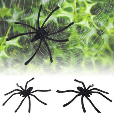 

MyMei 20Pcs Halloween Plastic Black Spider Funny Joking Toys Decoration Realistic Prop