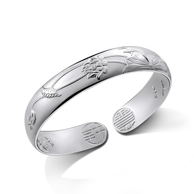 

Hundred years of treasure-silver bracelet full of silver silver mouth wide original original four seasons flowers Shenqiu send mother silver Christmas Valentine's Day to send his girlfriend