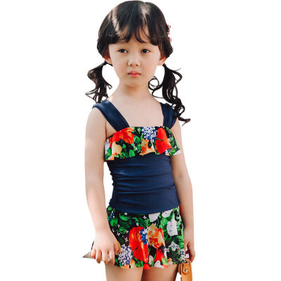 

QIHAI 6607-8 children's body skirt swimsuit cute girl princess skirt swimsuit comfortable Korean hot spring swimwear blue  code