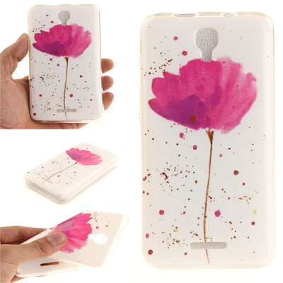 

Purple orchid Pattern Soft Thin TPU Rubber Silicone Gel Case Cover for ALCATEL PIXI 4 5.0