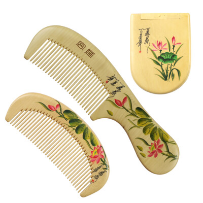 

【Jingdong Supermarket】 Gong Ting Huang Yang Mu comb painted mirror set suit birthday gift gift box packaging DA8-5