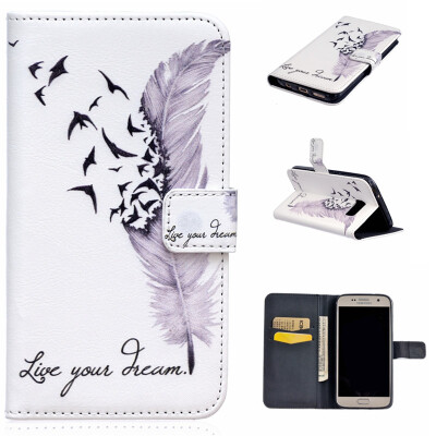 

Plumes Design PU Leather Flip Cover Wallet Card Holder Case for SAMSUNG GALAXY S7