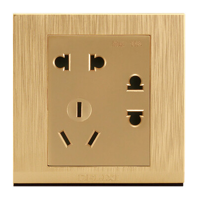 

Delixi DELIXI switch socket panel seven hole power outlet brushed gold series