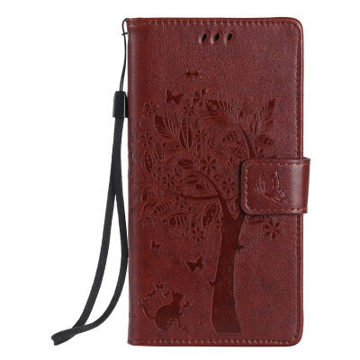 

Brown Tree Design PU Leather Flip Cover Wallet Card Holder Case for HUAWEI P8