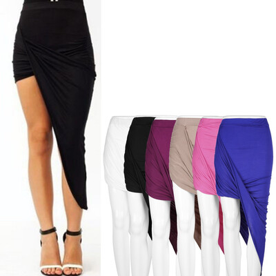 

Draped Asymmetrical High Waisted Stretch Bodycon Low Mini Maxi Skirts New