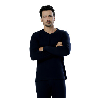 

LangSha mens thin couple large size cotton sweater thermal underwear set solid color