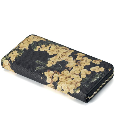 

(INMAN) 853170030 retro elegant original print long paragraph zipper ladies hand wallet black night flower