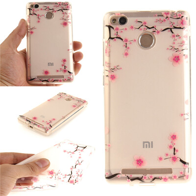 

Up&down plum blossom Pattern Soft Thin TPU Rubber Silicone Gel Case Cover for XiaoMi Redmi 3sRedmi 3XRedmi 3S Prime