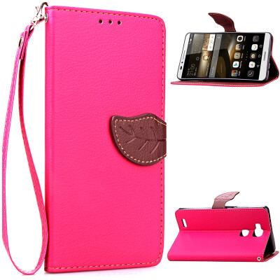 

Pink Design PU Leather Flip Cover Wallet Card Holder Case for Huawei Mate 7