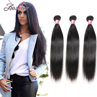 

Aushow Hair Product 3 Bundles Malaysian Straight Hair 8-26inch Natural Color Human Hair Bundles 100g pieceNo Shedding