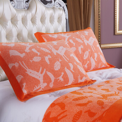 

Covator Pillowcase Nordic style cotton pillow towel pair of adult low twist yarn pillow 2 pieces to increase the sweat body skin breathable orange orange 2 50 80cm
