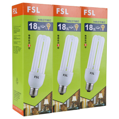 

Jingdong Supermarket Foshan lighting T4 energy-saving lamps 3U-18W-E27 white 3 sets