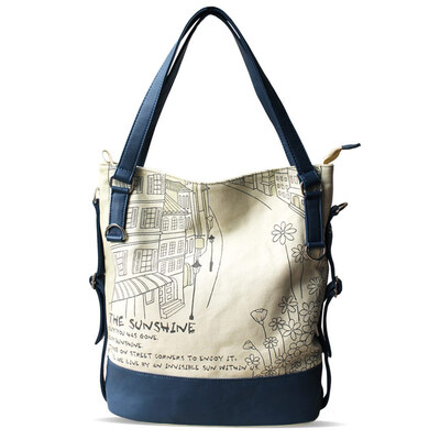 

Flower princess Sunshine original design casual art canvas bag Messenger bag shoulder bag D110815DF blue