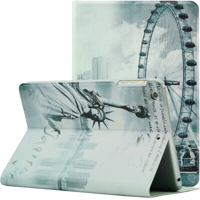 

I-mu) Apple iPad mini4 protective sleeve painted series of anti-drop stent leather smart sleep protection shell Ferris wheel