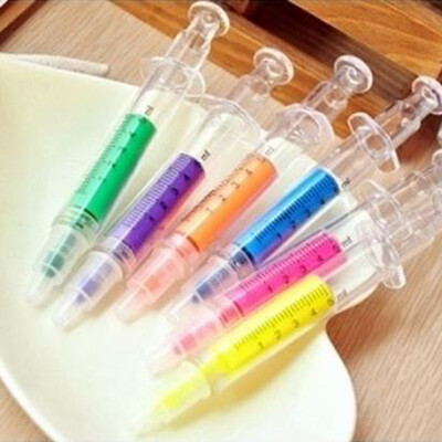 

6шт Симпатичные Канцелярские трубки иглы Шприц Highlighter Маркер Nite Writer Pen