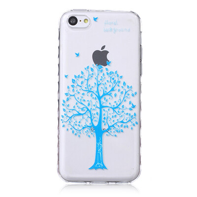 

Blue tree Pattern Soft Thin TPU Rubber Silicone Gel Case Cover for IPHONE 5C