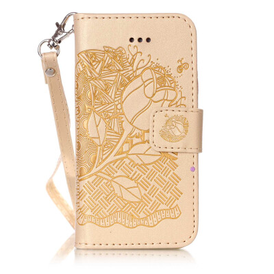 

Golden Rose Design PU Leather Flip Cover Wallet Card Holder Case for IPHONE 7PLUS