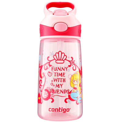 

【Jingdong Supermarket】 contigo children's plastic straw water cup portable sports cup 450ML small mermaid HBC-STR078