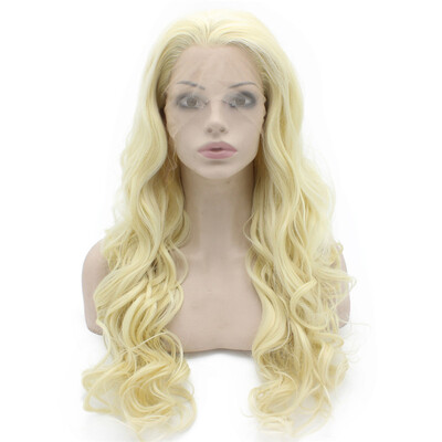 

Long Wavy #613 Blonde Hand Tied Lace Front Synthetic Wig