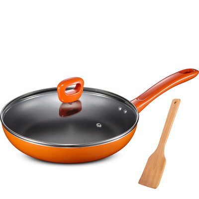 

Love Shi Da 28CM fire dragon eyes new non-stick gorgeous color frying pan WG8128Y pan non-stick pan frying pan wok can be fried pancakes fried steak with pot lid orange