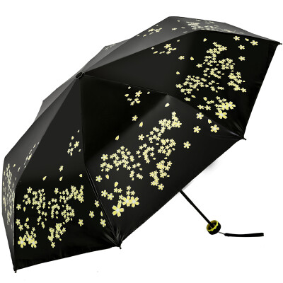 

Jingdong supermarket] Paradise umbrella (UPF50 +) all shade black silk bright plastic cherry tree three fold sun umbrella sunny umbrella 31824E blue
