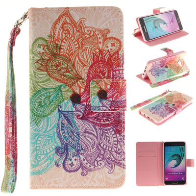 

Красочные цветы Дизайн PU кожа флип кошелек карты держатель чехол для SAMSUNG GALAXY A3 2016/A310