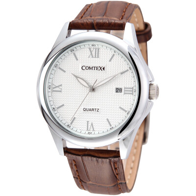 

Comtex New Big Dial watch Men Leather Casual Watch Date Waterproof Calendar relogio masculino Luxury Brand Quartz Watch