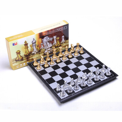 

UB 4812A magnetic chess gold&silver travel folding enhanced version