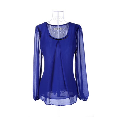 

Korean Fashion Women Loose Chiffon Tops Long Sleeve Shirt Casual Blouse