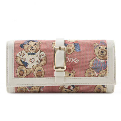 

Nuts (NOIX) NXQ6002 Meng Xiong college series ladies bag bag long wallet cute bear student girl wallet pink