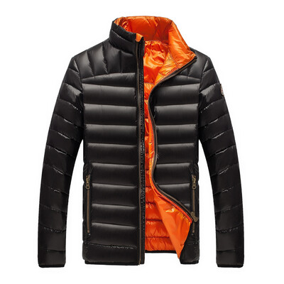 

Antarctic men 90 white duck velvet collar collar hit color warm down jacket Y1616 black orange