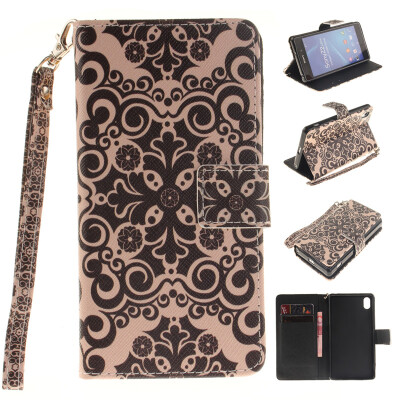 

Palace flower Design PU Leather Flip Cover Wallet Card Holder Case for SONY Xperia Z2