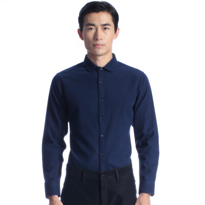 

Aston men's youth pure color Slim Korean version of the hot-free long-sleeved casual shirt blue 180 / XL A3160003