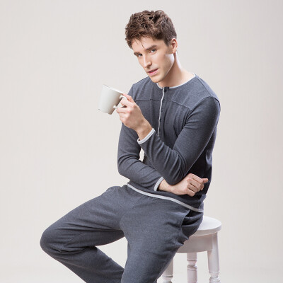 

Card Xuan autumn men&39s simple long-sleeved round neck home suit suit male gray M 15Q168M