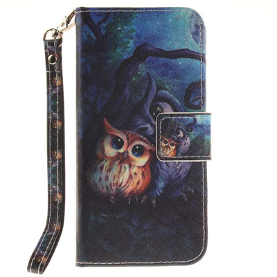 

Oil painting owl Design PU Leather Flip Cover Wallet Card Holder Case for IPHONE 7