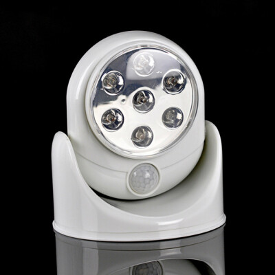 

Security 7 LED Led Motion Sensor Activated Cordless Night Light 360 Degree Rotation White Wall Lamp