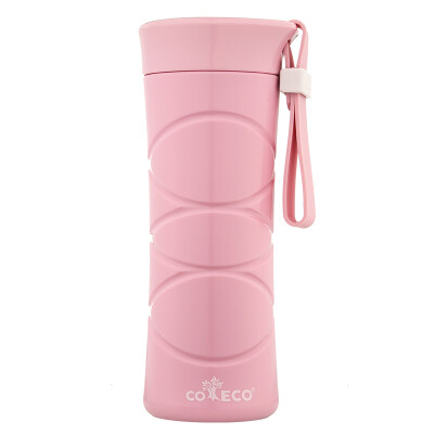 

【Jingdong Supermarket】 COECO plastic water cup PLA corn starch sports cup student portable leak-proof curve easy hand cup pink 300ml