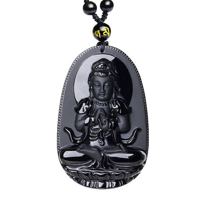 

JIANDAN Рendant Avalokitesvara of obsidian, talisman (including certificate