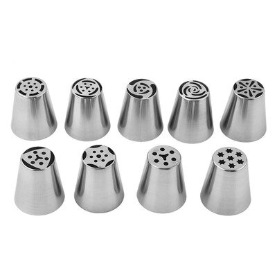 

9 pcs Cake Kitchen Stainless Steel Piping Nozzle Piping Russian Cake Tool Set